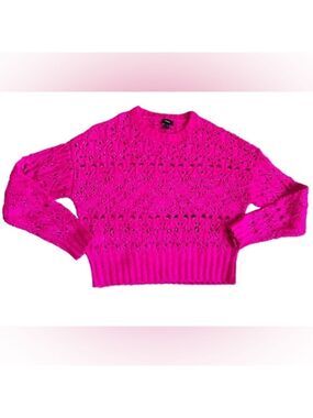 Express Hot Pink Open Knit Cropped Sweater
Size XS